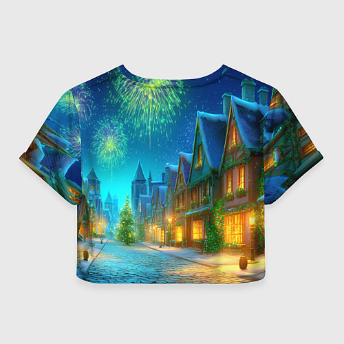 Женский топ Новогодняя лошадка жует елочные ветки / 3D-принт – фото 2