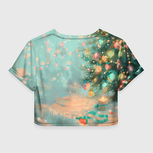 Женский топ Милый рыжий котенок любуется елкой / 3D-принт – фото 2