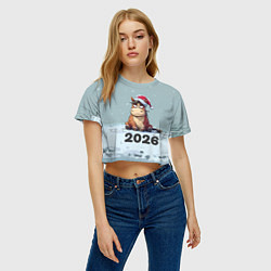 Футболка 3D укороченная женская Уставшая лошадка 2026, цвет: 3D-принт — фото 2