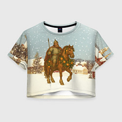 Футболка 3D укороченная женская Богатырь на коне 2026, цвет: 3D-принт