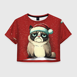 Женский топ Грустный Новогодний мем котик