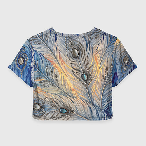 Женский топ Синие перья с самоцветами / 3D-принт – фото 2
