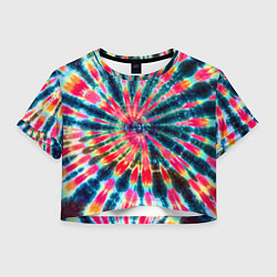 Футболка 3D укороченная женская Tie dye, цвет: 3D-принт