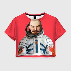 Футболка 3D укороченная женская Ленин космонавт, цвет: 3D-принт