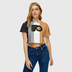 Футболка 3D укороченная женская Philadelphia Flyers, цвет: 3D-принт — фото 2