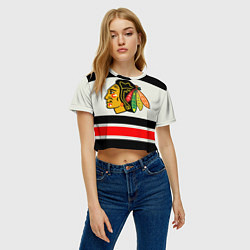 Футболка 3D укороченная женская Chicago Blackhawks, цвет: 3D-принт — фото 2