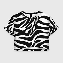 Футболка 3D укороченная женская Зебра, цвет: 3D-принт