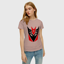 Футболка хлопковая женская Десептиконы, цвет: пыльно-розовый — фото 2