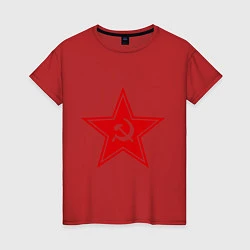 Футболка хлопковая женская Звезда СССР, цвет: красный