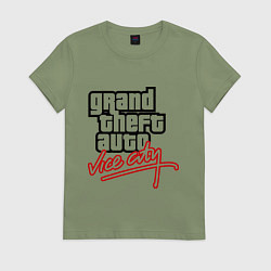 Футболка хлопковая женская GTA Vice City, цвет: авокадо