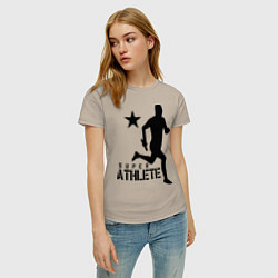Футболка хлопковая женская Лёгкая атлетика, цвет: миндальный — фото 2