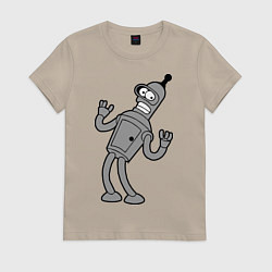Футболка хлопковая женская Bender Error, цвет: миндальный