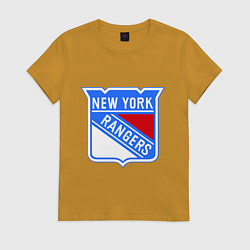 Футболка хлопковая женская New York Rangers, цвет: горчичный
