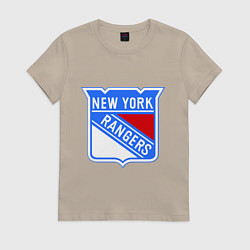 Футболка хлопковая женская New York Rangers, цвет: миндальный