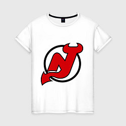 Футболка хлопковая женская New Jersey Devils, цвет: белый