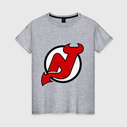 Футболка хлопковая женская New Jersey Devils, цвет: меланж