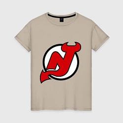 Футболка хлопковая женская New Jersey Devils, цвет: миндальный