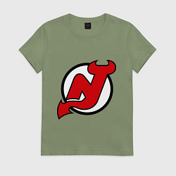 Футболка хлопковая женская New Jersey Devils, цвет: авокадо