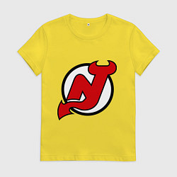 Футболка хлопковая женская New Jersey Devils, цвет: желтый