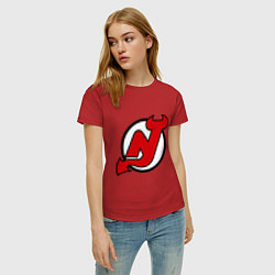 Футболка хлопковая женская New Jersey Devils, цвет: красный — фото 2