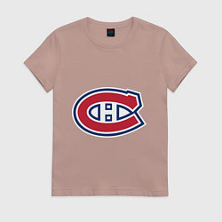 Футболка хлопковая женская Montreal Canadiens, цвет: пыльно-розовый