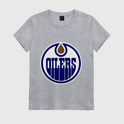 Футболка хлопковая женская Edmonton Oilers, цвет: меланж
