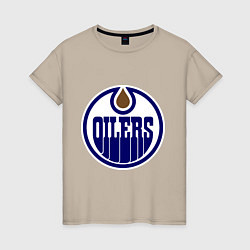 Футболка хлопковая женская Edmonton Oilers, цвет: миндальный