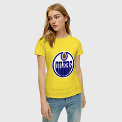 Футболка хлопковая женская Edmonton Oilers цвета желтый — фото 2