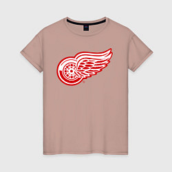 Футболка хлопковая женская Detroit Red Wings, цвет: пыльно-розовый