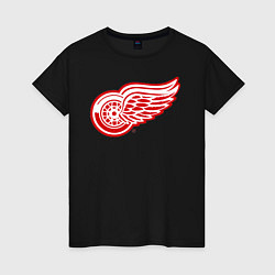 Футболка хлопковая женская Detroit Red Wings, цвет: черный