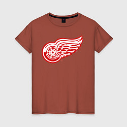 Футболка хлопковая женская Detroit Red Wings, цвет: кирпичный