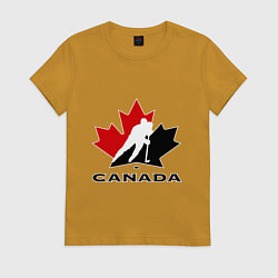 Футболка хлопковая женская Canada, цвет: горчичный