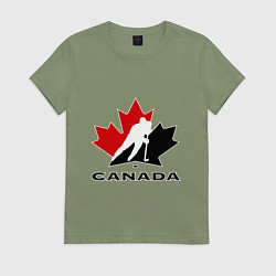 Футболка хлопковая женская Canada, цвет: авокадо