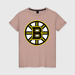 Футболка хлопковая женская Boston Bruins, цвет: пыльно-розовый