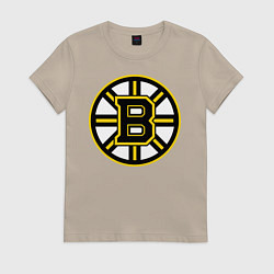 Футболка хлопковая женская Boston Bruins, цвет: миндальный