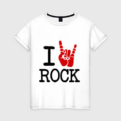 Футболка хлопковая женская I love rock, цвет: белый