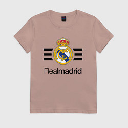 Футболка хлопковая женская Real Madrid Lines, цвет: пыльно-розовый