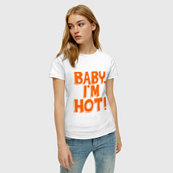 Футболка хлопковая женская Baby, I am hot!, цвет: белый — фото 2