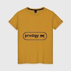 Футболка хлопковая женская Prodigy лого с муравьем, цвет: горчичный