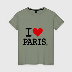 Футболка хлопковая женская I love Paris, цвет: авокадо