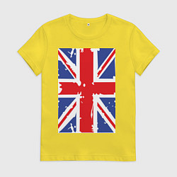 Футболка хлопковая женская Британский флаг, цвет: желтый