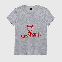 Футболка хлопковая женская Bad Devil Girl, цвет: меланж