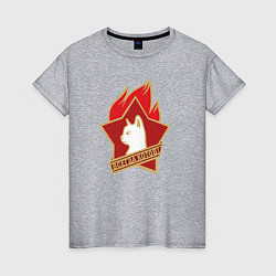 Футболка хлопковая женская Всегда Котов к труду и обороне, цвет: меланж