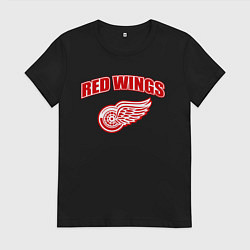 Футболка хлопковая женская Detroit Red Wings, цвет: черный