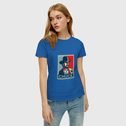 Футболка хлопковая женская Chuck Poster, цвет: синий — фото 2