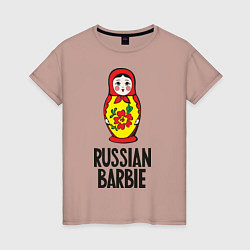 Футболка хлопковая женская Russian Barbie, цвет: пыльно-розовый