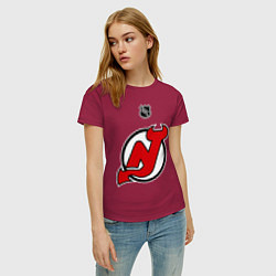 Футболка хлопковая женская New Jersey Devils: Kovalchuk 17, цвет: маджента — фото 2