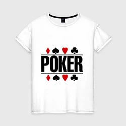 Футболка хлопковая женская Poker, цвет: белый