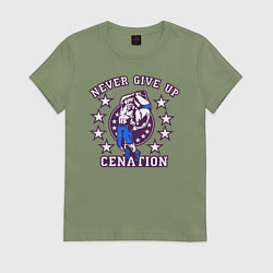 Футболка хлопковая женская WWE Never Give Up, цвет: авокадо
