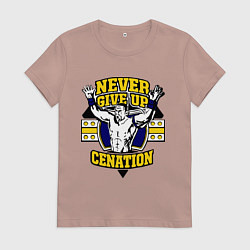 Футболка хлопковая женская Never Give Up: Cenation, цвет: пыльно-розовый